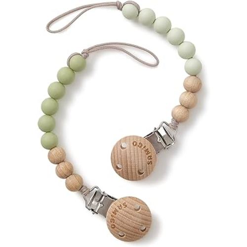 SAMiGO Pacifier Clips Holders Silicone Paci Binky Clips for Baby Boys and Girls - 2 Pack