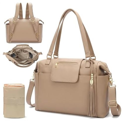 Omanmoli Diaper Bag Tote Leather Diaper Bag Purse Backpack Large Baby Bag