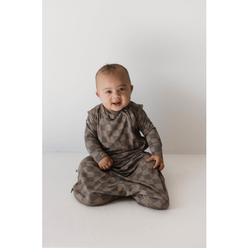 Bamboo Sleep Sack | Faded Brown Checkerboard