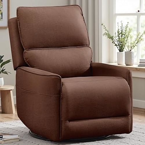 Recliner Chair 360 Swivel Rocker Recliner Chairs for Adults, Small Recliners for Small Spaces, Upholstered Nursery Chairs with Side Pockets, Glider Rocking Chair for Living Room, Nursery Room