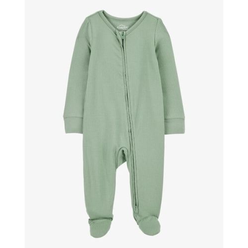 Baby Solid 2-Way Zip PurelySoft Sleep & Play Pajamas - Green - Carter's | Carter's