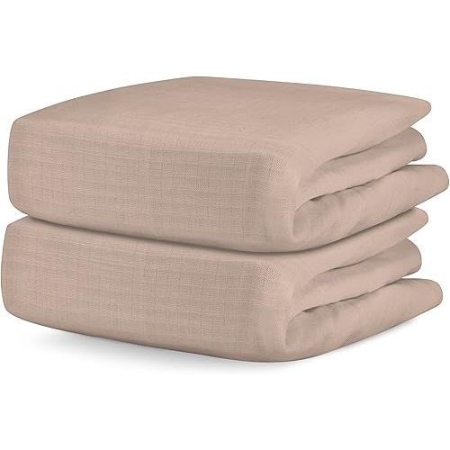 Newton Baby Organic Fitted Crib Sheets (2-Pack) - 100% Breathable and Ultra-Soft, 100% Organic Muslin Cotton, Clay, Fits All Standard Cribs