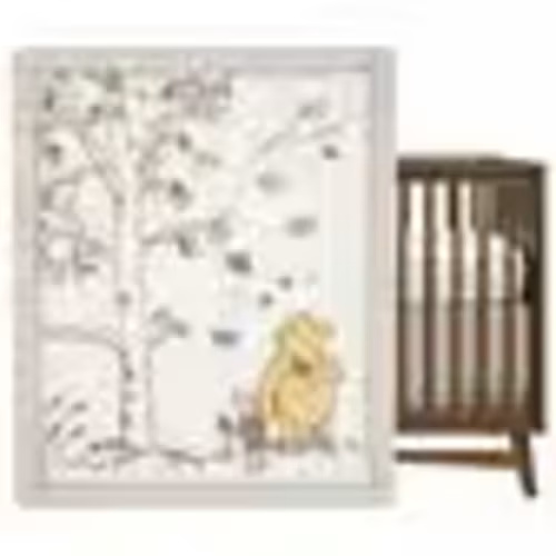 Lambs & Ivy Storytime Pooh 3-Piece Crib Bedding Set in Gold, Blue, Brown and White