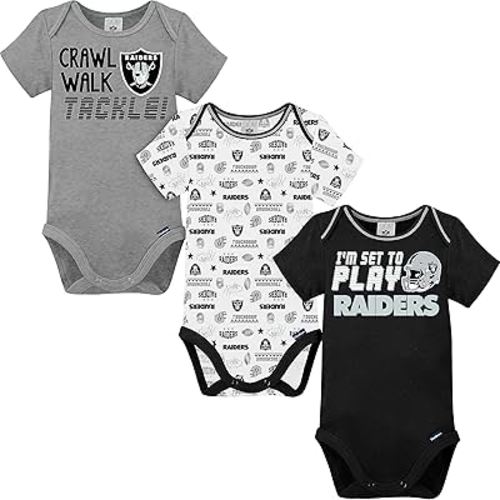 Gerber NFL unisex-baby Nfl Team 3 Pack Short Sleeve Onesie Bodysuit