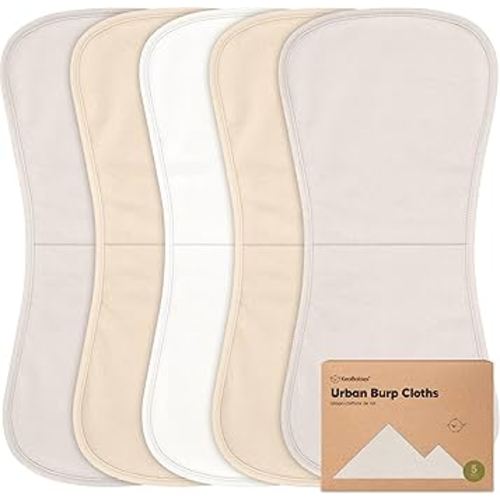 Organic Burp Cloths Baby Boy & Girl - 5-Pack Super Absorbent Cotton Burping Cloths for Babies, Soft & Plush Newborn Spit Up Rags, Infant Towels for Milk Spit Up, Unisex, Large 21" x 10" (Pure)