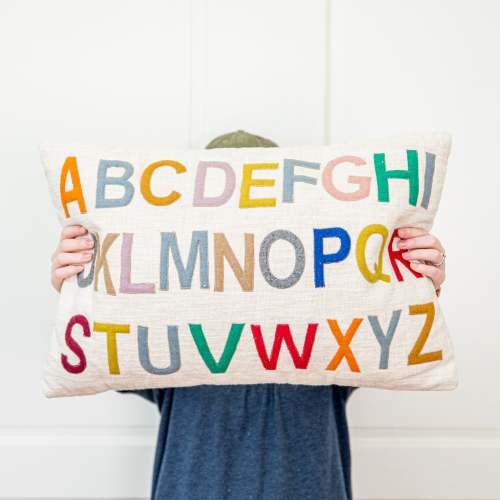 Embroidered Alphabet Pillow