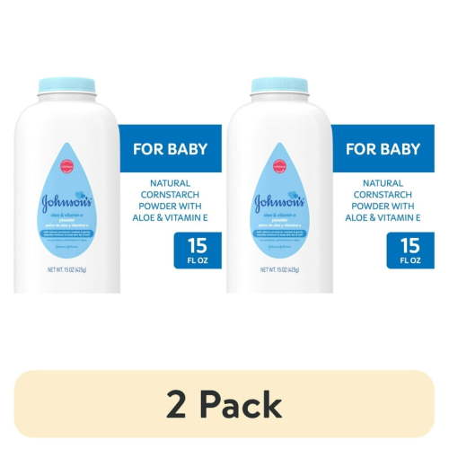 (2 pack) Johnson's Cornstarch Unisex Powder for Baby and Toddler with Aloe & Vitamin E, 15 oz