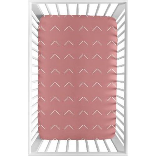 Sweet Jojo Designs Girl Baby Fitted Mini Crib Sheet Diamond Tuft Mauve Pink Ivory Off White
