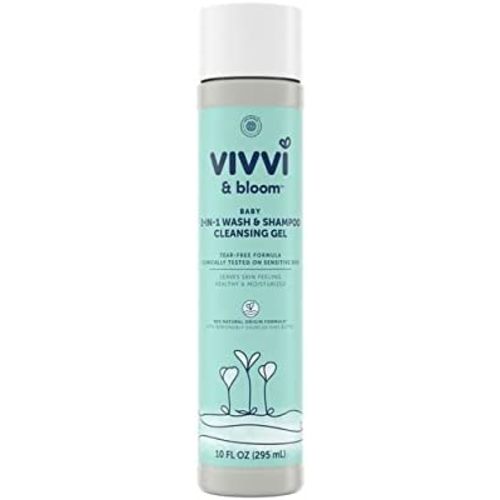 VIVVI & BLOOM Baby - 2-in-1 Baby Cleansing Gel, Baby Wash and Baby Shampoo, for Delicate & Sensitive Baby Skin - Natural Scent, 10 fl. oz (Pack of 1)