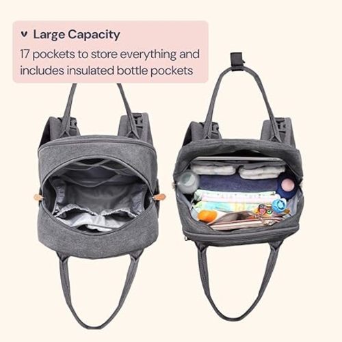 BabbleRoo Diaper Bag Backpack - Dark Gray