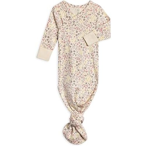 Colored Organics Baby Organic Cotton Newborn Knotted Gown - Infant Tie Gown with Mitten Cuffs - Boys and Girls Clothing
