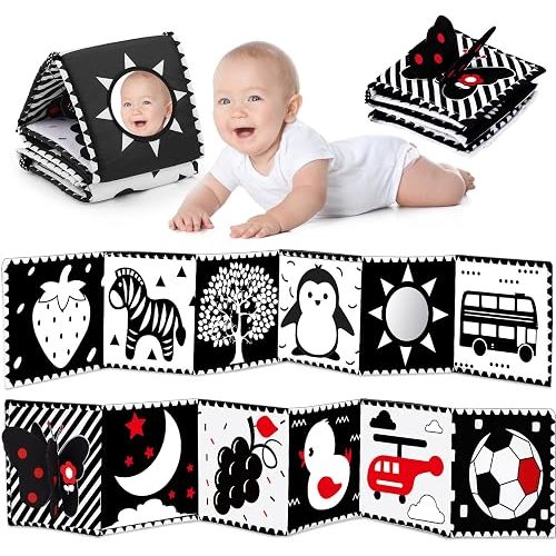 Black and White Baby Toy Tummy Time High Contrast Newborn Toys Essential