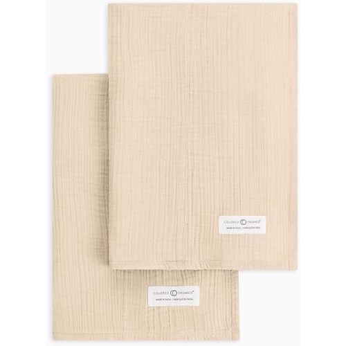 Colored Organics Baby 2 Pack Organic Cotton Burp Cloths Set - Clay Muslin