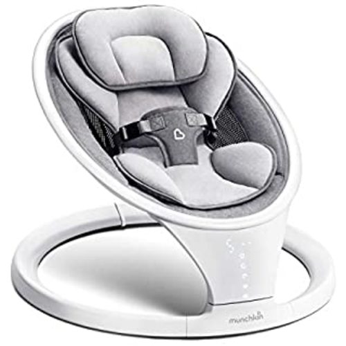 Electric Baby Swing for Infants, Baby Rocker for Infants with 5 Speeds, 10 Lullabies, Adapter & Battery Operated, Indoor & Outdoor Use, Remote Control, Gray