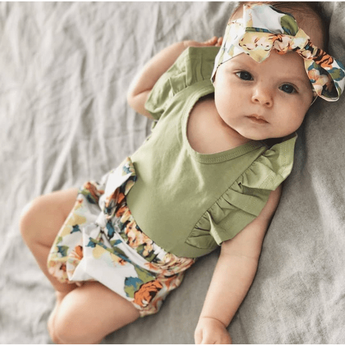 BLUE FIELDS Smocked Romper - Hazel & Bo