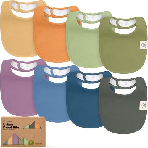 8-Pack Organic Baby Bibs for Boys, Girls - Soft Cotton Drooling and Teething Bibs for Baby Girl & Boy, Extra Absorbent, Easy to Clean & Put On for Toddler, Newborn, Infant 0-24 Months (Dawn)