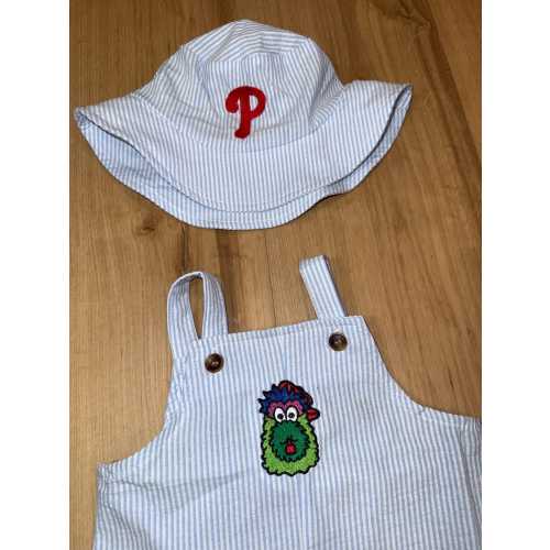 Phillies baseball embroidered romper/hat SZ 1-3 months
