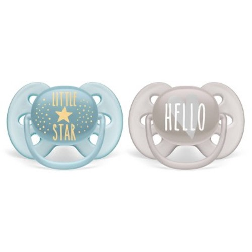 Philips Avent 2pk Ultra Soft Pacifier 6-18 Months - Little Star/hello Designs