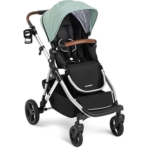 Mockingbird Single-to-Double Stroller 2.0 - Modular Full-Size Baby Stroller for 1, 2 or 3 Kids - Includes Cup Holder - Sage