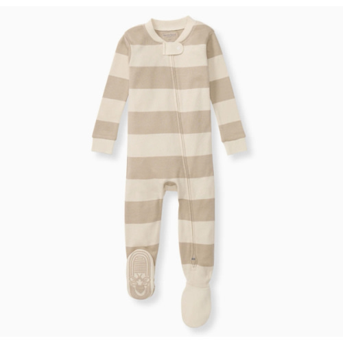 Mommy & Me Rugby Stripe Organic Cotton Sleeper - Oat – Burt's Bees Baby