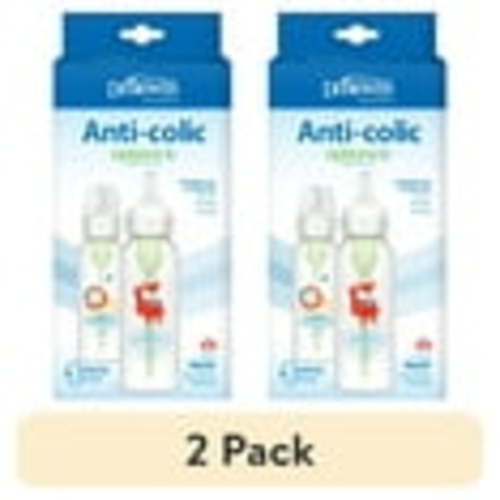(2 pack) Dr. Brown's Natural Flow Anti-Colic Options+ Narrow Baby Bottle, Fox/Lion, 8 oz, 0m+, 2 Pack