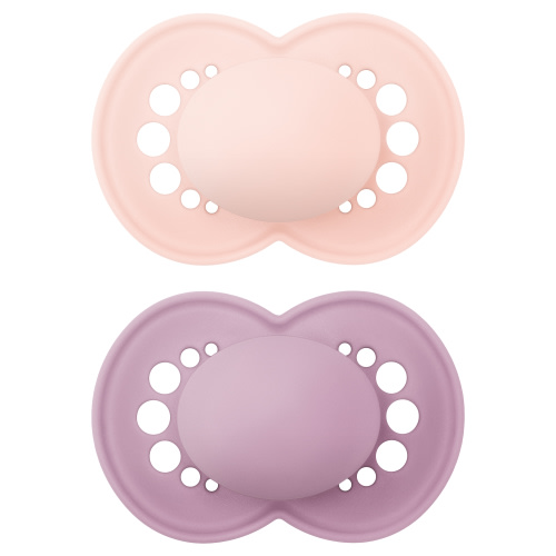 MAM Original Matte Pacifier 6-16 Months, Girl, 2 Pack with Self-Sterilizing case