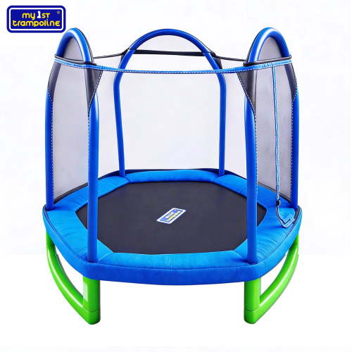 Bounce Pro 7-Foot Trampoline Hexagon for Kids (3-10), Blue/Green, UV-Resistant