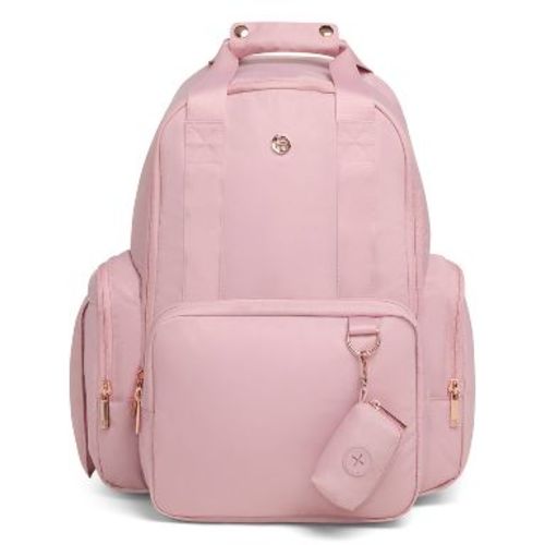 Huggies Signature Pack Diaper Bag - Pink: Light Pink Nylon Backpack, Solid Pattern, 18" x 10.5" x 7"
