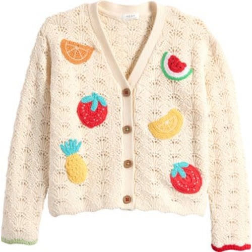 Kids' Crocheted Fruit Cotton Cardigan, 2-3Y