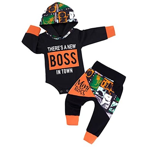 Fommy Newborn Baby Boy Clothes Plaid Letter Print Long Sleeve Hoodies + Long Pants 2PCS Fall Winter Outfits Set
