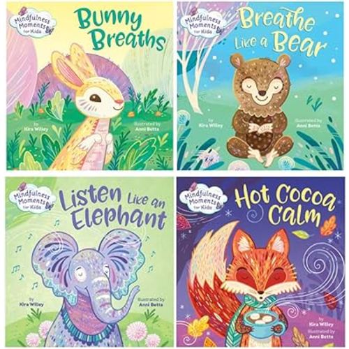 Mindfulness Moments for Kids 4 Books Set: Bunny Breaths, Breathe Like a Bear, Listen Like an Elephant, Hot Cocoa Calm