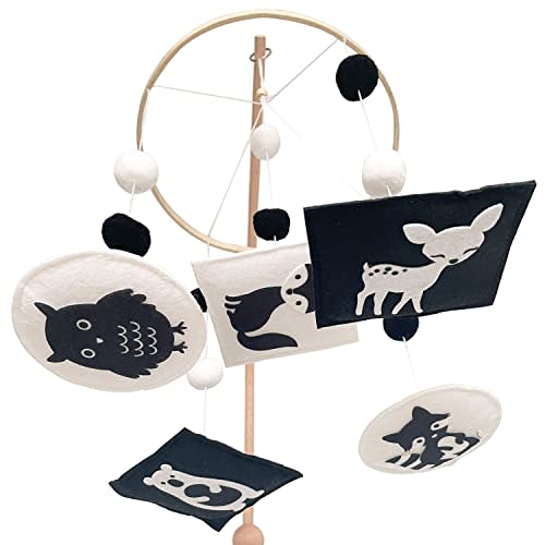 Vlokup Montessori Mobile, Black and White Mobile for Baby, Woodland Baby Crib Mobile for Boys Girls, Neutral Nursery Mobile High Contrast Mobile for Pack N Play, Nursery Decor Woodland