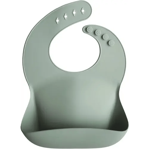 mushie Silicone Baby Bib | Adjustable Fit Waterproof Bibs (Cambridge Blue)