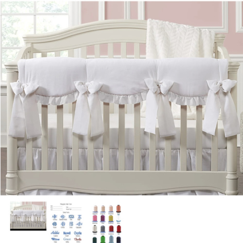 Rail Cover White Ruffle + 4 Oversized White Bows