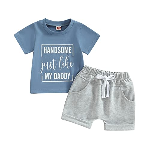 Toddler Baby Boy Summer Clothes Mamas Little Boy Short Sleeve T Shirt Tops Infant Rolled Stretch Shorts Set