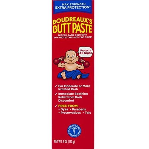 Boudreaux's Butt Paste Diaper Rash Ointment | Maximum Strength | 4 Ounce (Pack of 1) Tube | Paraben & Preservative Free