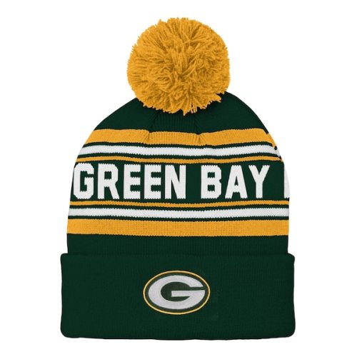 Green Bay Packers Preschool Jacquard Cuffed Knit Hat with Pom - Green