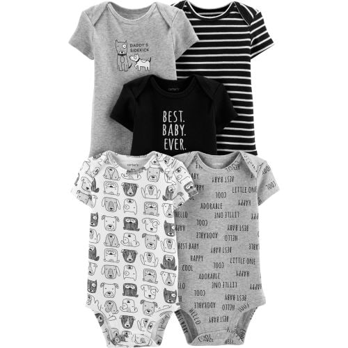 5-Pack Baby Bear Original Bodysuits - NB - Black/Heather