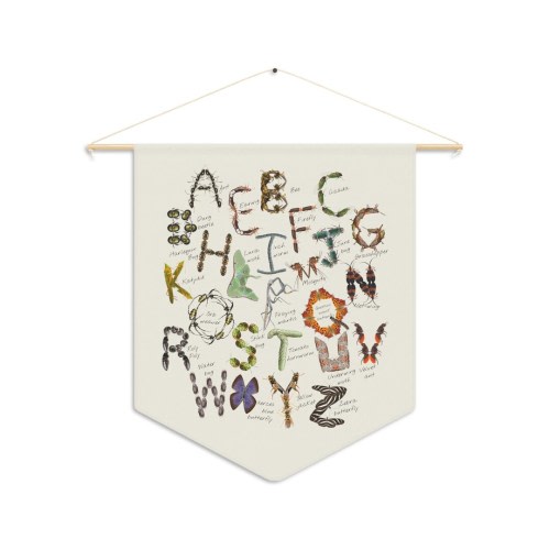 Labelled Insect Alphabet Pennant | Nature Alphabet Fabric Poster | Phonetic Bug Alphabet