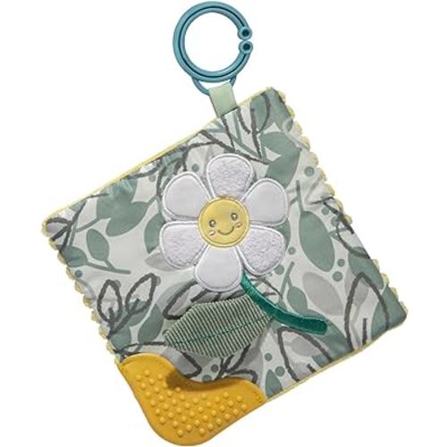 Sweet Soothie Crinkle Teether Toy with Baby Paper and Squeaker, 6 x 6-Inches, Daisy