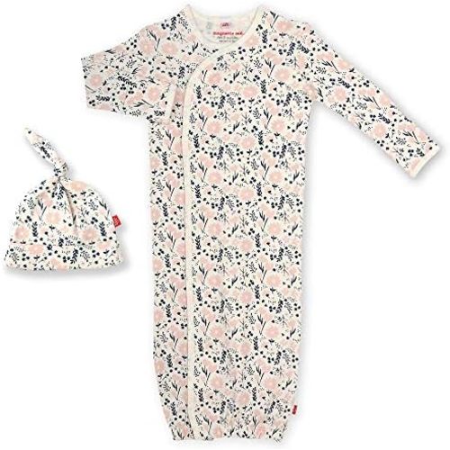 Magnetic Me by Magnificent Baby 100% Organic Cotton Sack Gown & Hat Set, Newborn to 3 Months