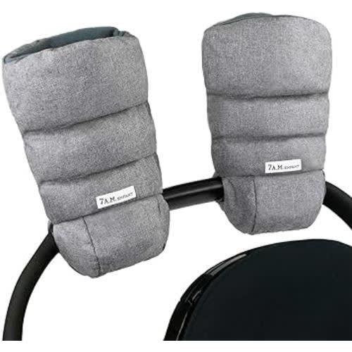 7AM Enfant Stroller Warmmuffs Gloves - Anti-Freeze Stroller Mittens for Handlebars, Water Repellent Hand Warmer Muff for Cold Weather, Plush Lined Stroller Warmmuffs | Winter Stroller Accessories