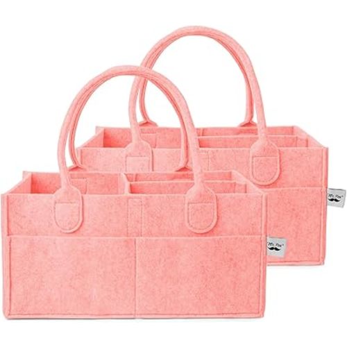 Mr. Pen- Baby Diaper Caddy Organizer, 2 Pack, Pink, Baby Caddy Organizer with Handle, Compact Size, Collapsible & Portable