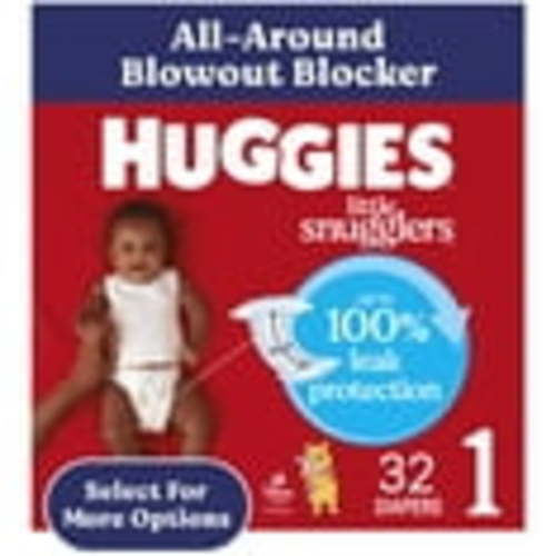Huggies Little Snugglers Baby Diapers, Size 1 (8-14 lbs), 32 Ct (Select for More)