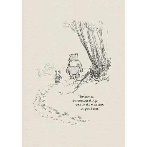 Sometimest the smallest things...  - Pooh Quotes - Pooh and Piglet classic vintage style print #63