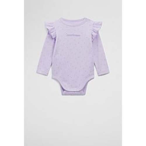 Lilac Heart Organically Grown Cotton Frill Rib Long Sleeve Bodysuit - Jumpsuits & Bodysuits | Country Road