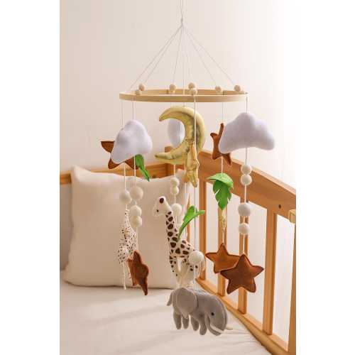 Safari Jungle Animal Baby Crib Mobile | Neutral Nursery Decor | Giraffe Elephant Zebra Mobile | Handmade Baby Shower Gift for Boy or Girl