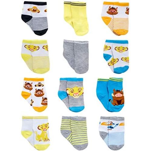 Disney Baby Boys Socks - 12 Pack Soft Newborn Baby Socks Character Prints - Cute Newborn and Infant Socks (0-24M)