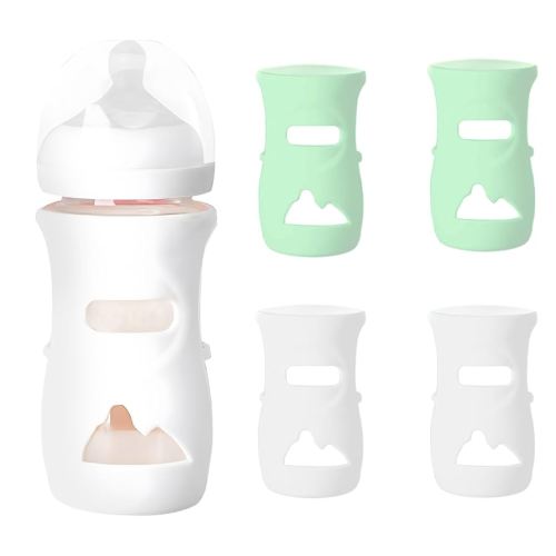 4 Pack Silicone Sleeves for Avent Natural Glass Baby Bottles, Baby Bottle Sleeves 8 oz Premium Food Grade Silicone Bottle Cover, Anti Breakage Baby Bottle Holder