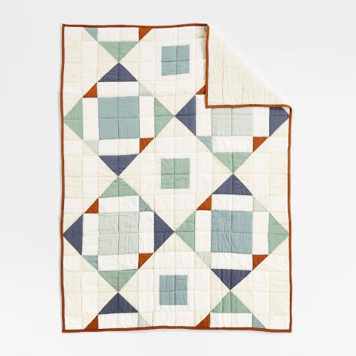 Heritage Blue Organic Cotton Baby Crib Quilt